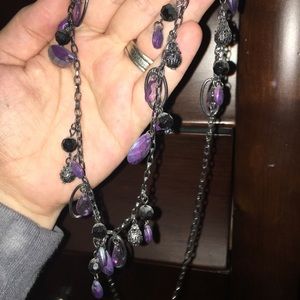 Purple and Black bead necklace